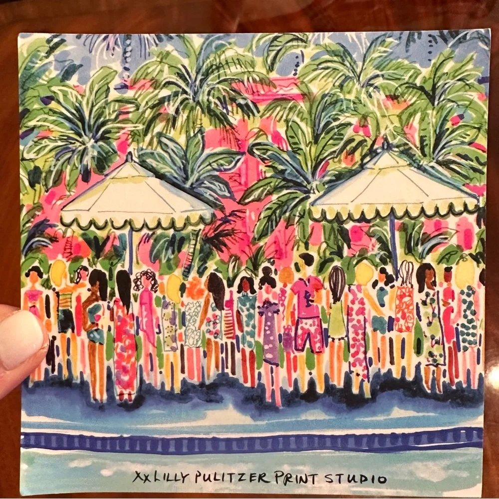 Lilly Pulitzer Print Studio Pink Party Soirée 5x5 Artwork HTF